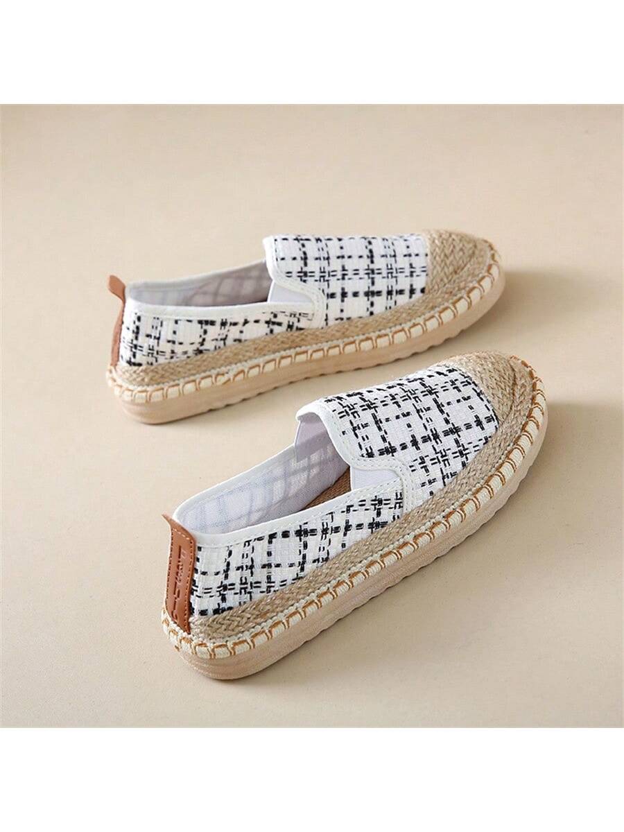 2024 New Arrival Women's Sport Shoes, Casual Canvas & Linen Woven Fisherman Shoes, White, Light & Trendy, Slip-On Shoes (Sizes 3