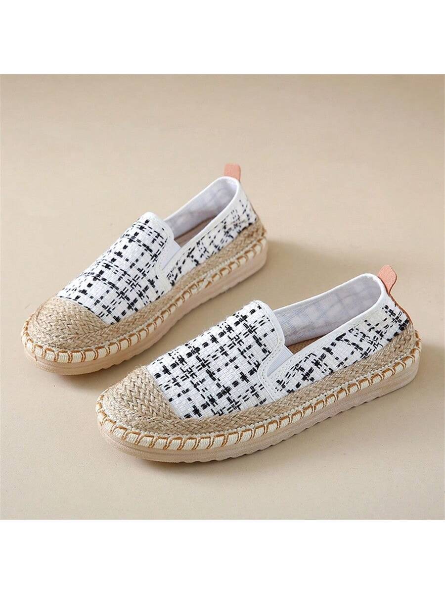 2024 New Arrival Women's Sport Shoes, Casual Canvas & Linen Woven Fisherman Shoes, White, Light & Trendy, Slip-On Shoes (Sizes 3