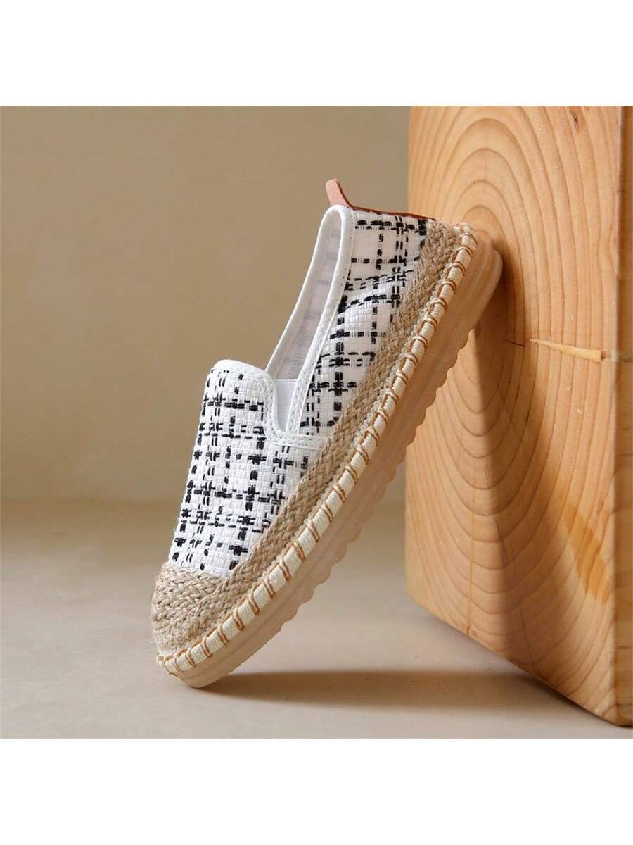 2024 New Arrival Women's Sport Shoes, Casual Canvas & Linen Woven Fisherman Shoes, White, Light & Trendy, Slip-On Shoes (Sizes 3