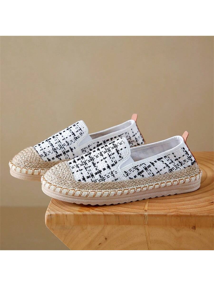 2024 New Arrival Women's Sport Shoes, Casual Canvas & Linen Woven Fisherman Shoes, White, Light & Trendy, Slip-On Shoes (Sizes 3