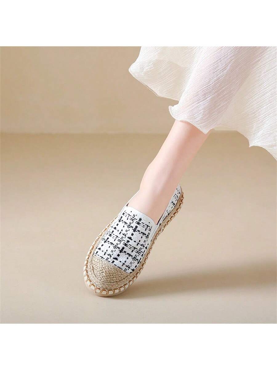 2024 New Arrival Women's Sport Shoes, Casual Canvas & Linen Woven Fisherman Shoes, White, Light & Trendy, Slip-On Shoes (Sizes 3