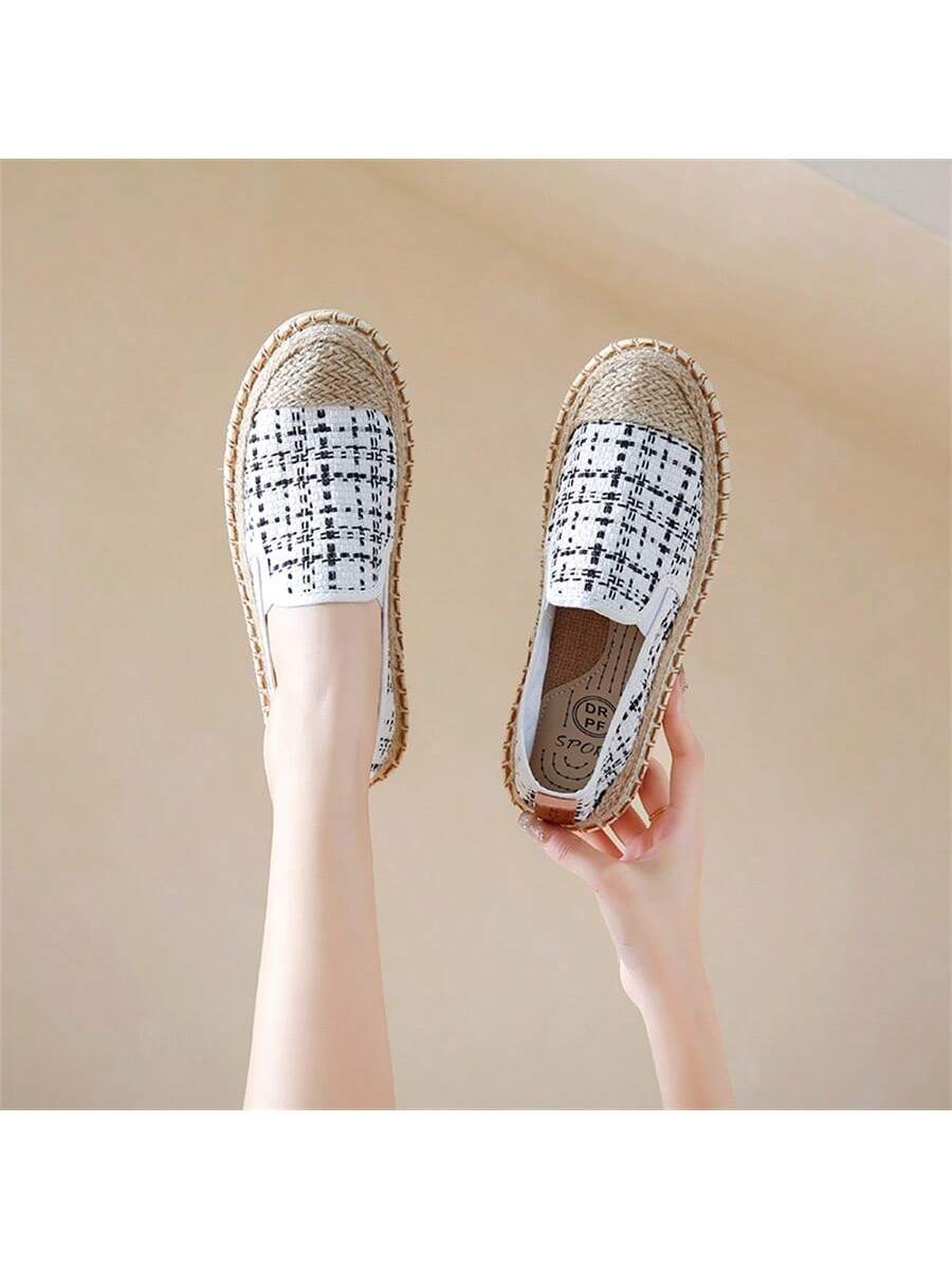 2024 New Arrival Women's Sport Shoes, Casual Canvas & Linen Woven Fisherman Shoes, White, Light & Trendy, Slip-On Shoes (Sizes 3