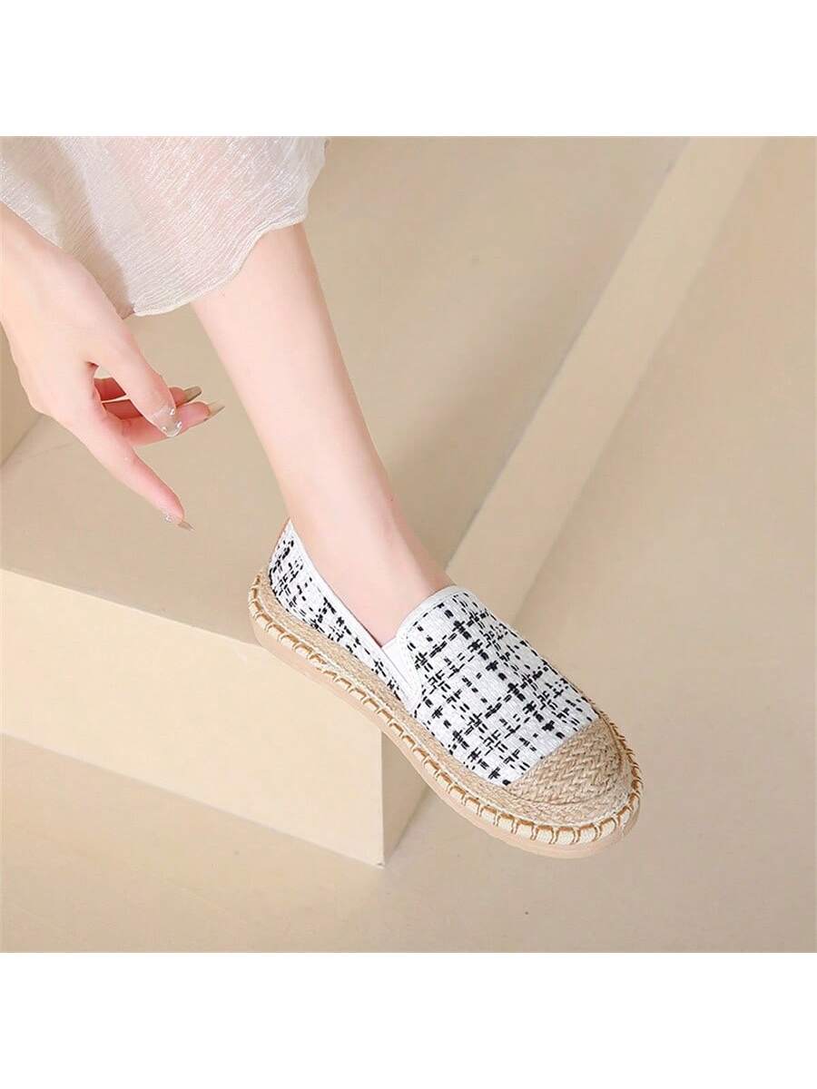 2024 New Arrival Women's Sport Shoes, Casual Canvas & Linen Woven Fisherman Shoes, White, Light & Trendy, Slip-On Shoes (Sizes 3