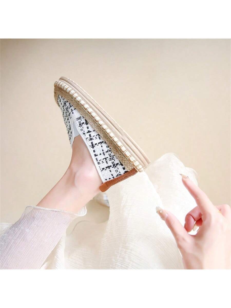 2024 New Arrival Women's Sport Shoes, Casual Canvas & Linen Woven Fisherman Shoes, White, Light & Trendy, Slip-On Shoes (Sizes 3