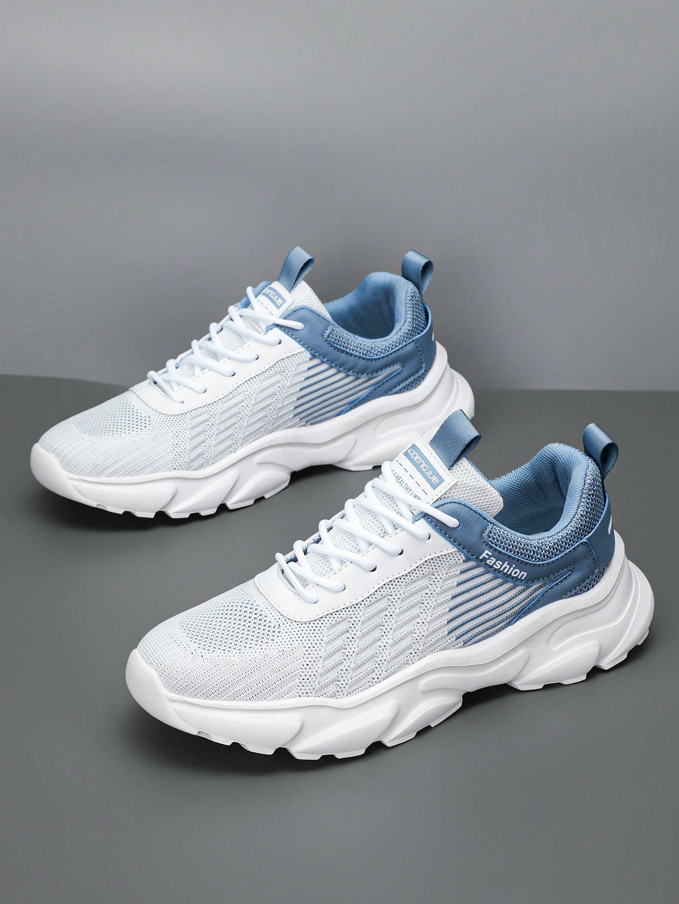 Men's Fashionable Letter Printed Increased Height Casual Sports Shoes, Color-Block Thick Sole Breathable Front Lace-Up Mesh Snea