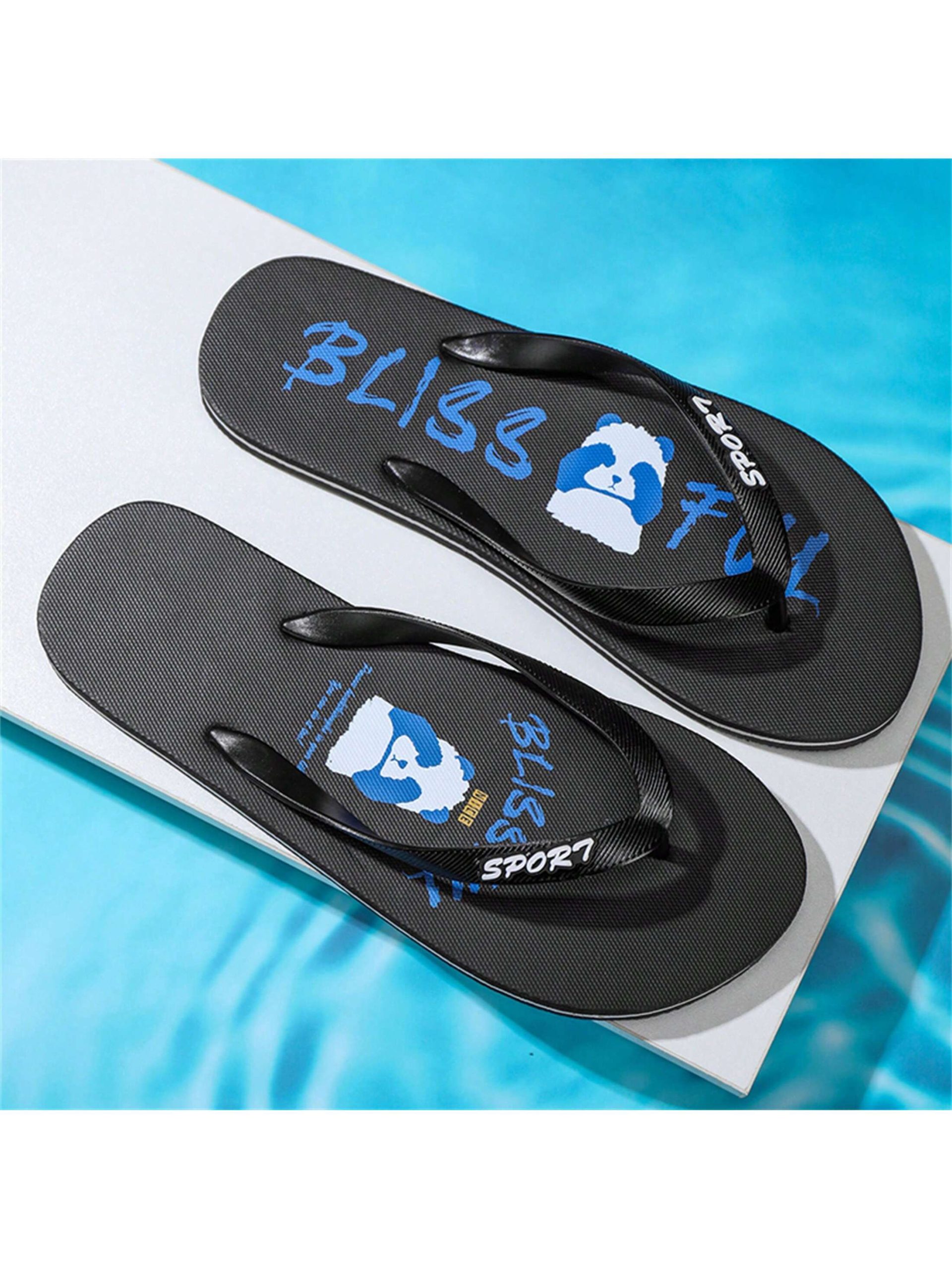 Men's Slip-Resistant Outdoor Beach Slippers, Summer Open Toe Anti-Skid Thick-Soled Flip Flops