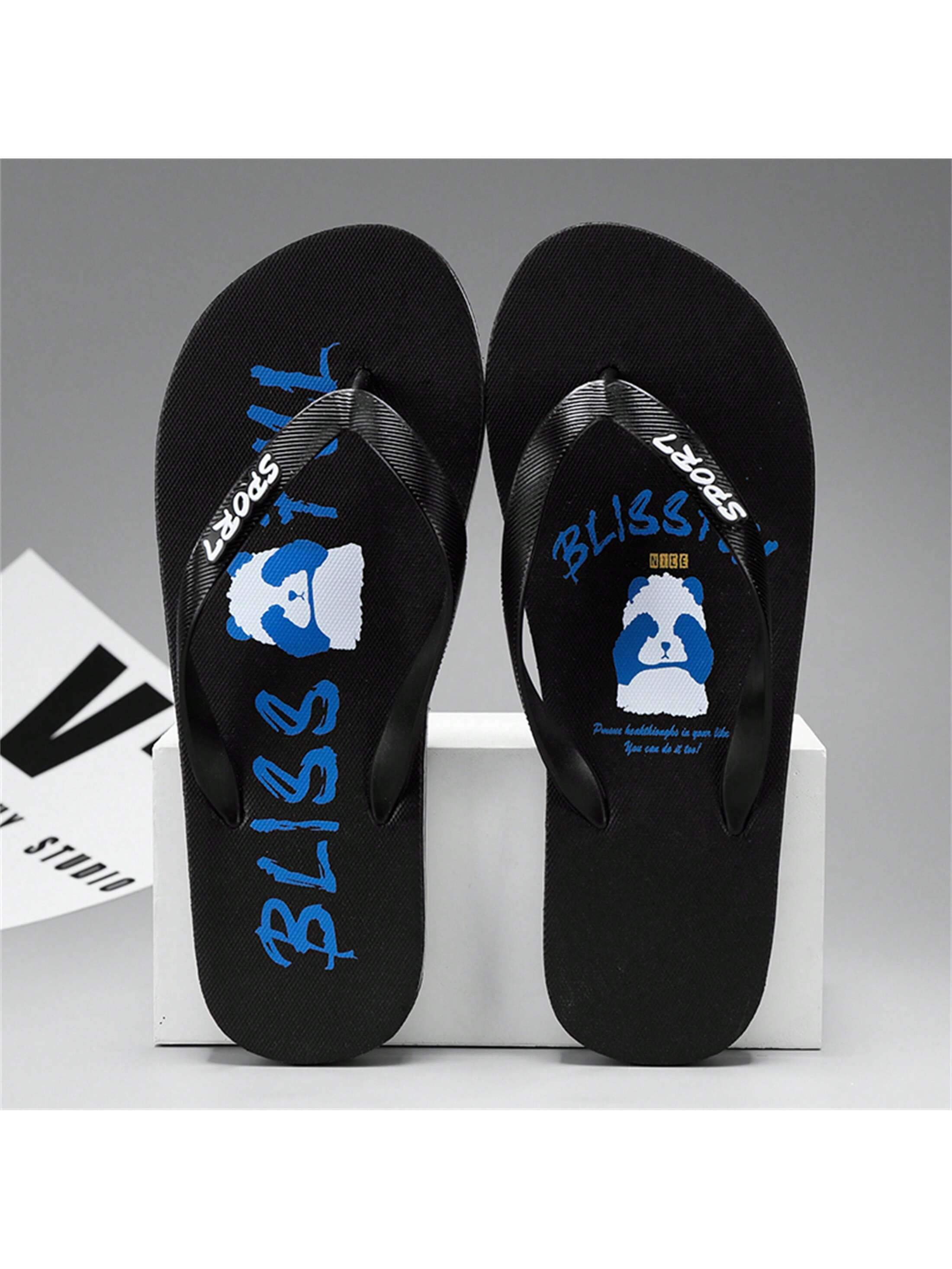 Men's Slip-Resistant Outdoor Beach Slippers, Summer Open Toe Anti-Skid Thick-Soled Flip Flops