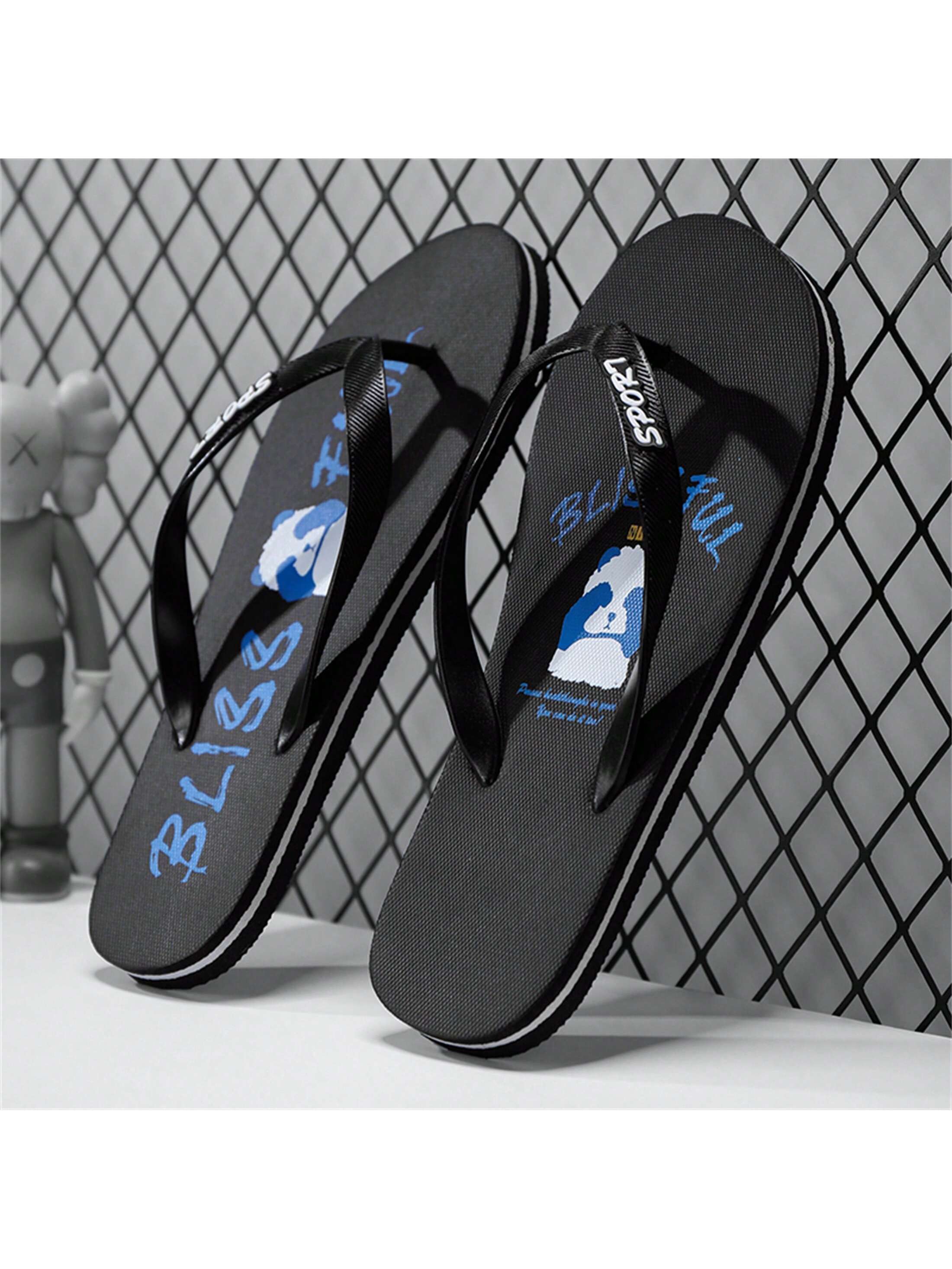 Men's Slip-Resistant Outdoor Beach Slippers, Summer Open Toe Anti-Skid Thick-Soled Flip Flops