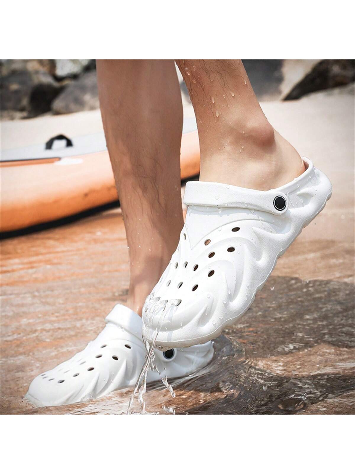 Men's Summer Breathable Hollow-Out Sandals Open Toe Anti-Slip Soft Bottom Driving Shoes Outdoor Beach Slippers