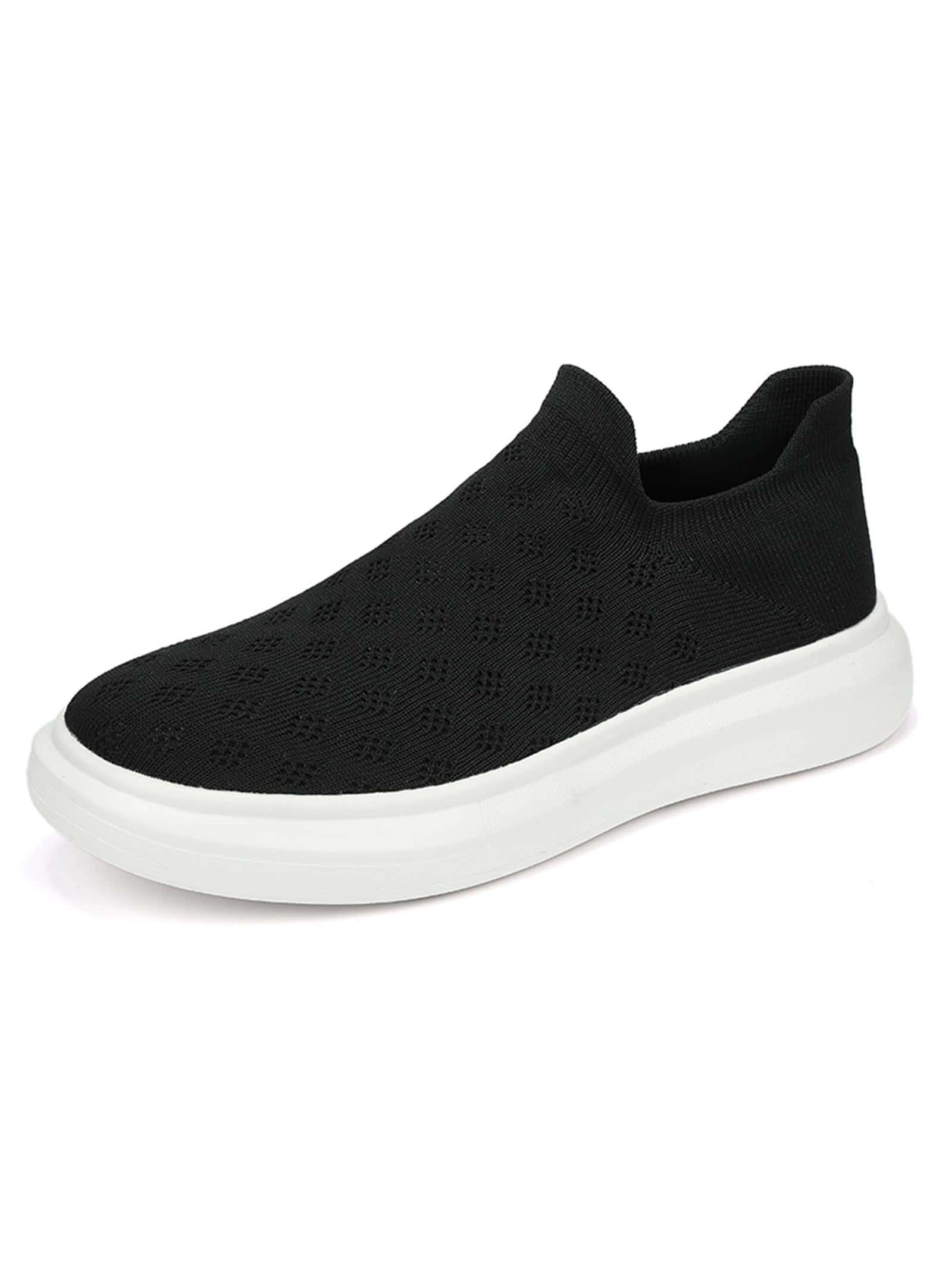 Sporty Running Shoes For Men, Knit Detail Slip-on Sneakers