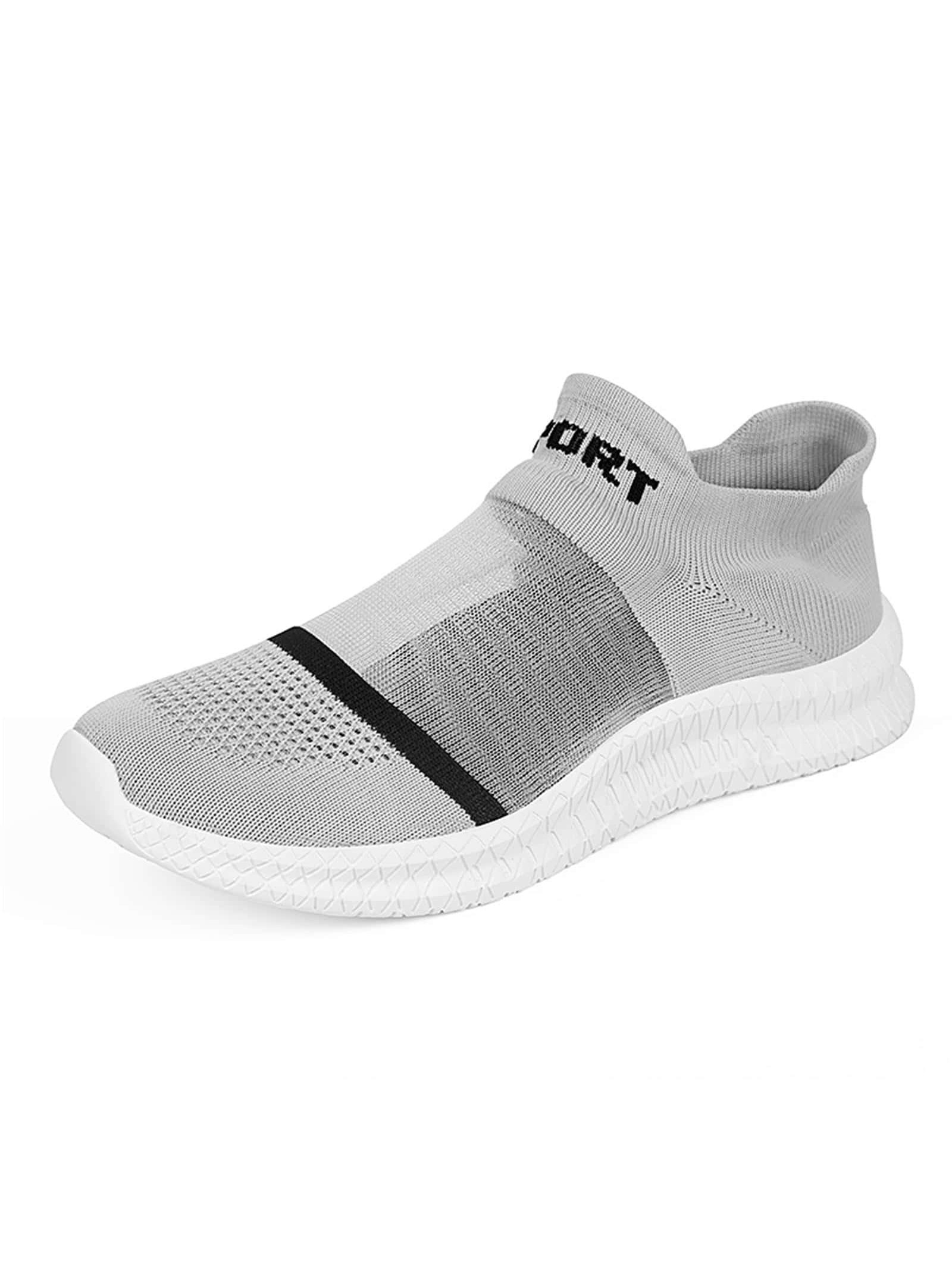 Sporty Sneakers For Men, Letter Graphic Slip On Running Shoes