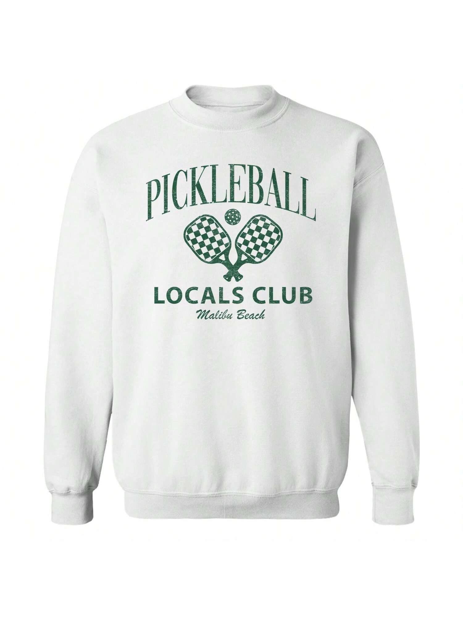 Social Collective Pickleball Graphic White Unisex Cotton Pullover Sweatshirt