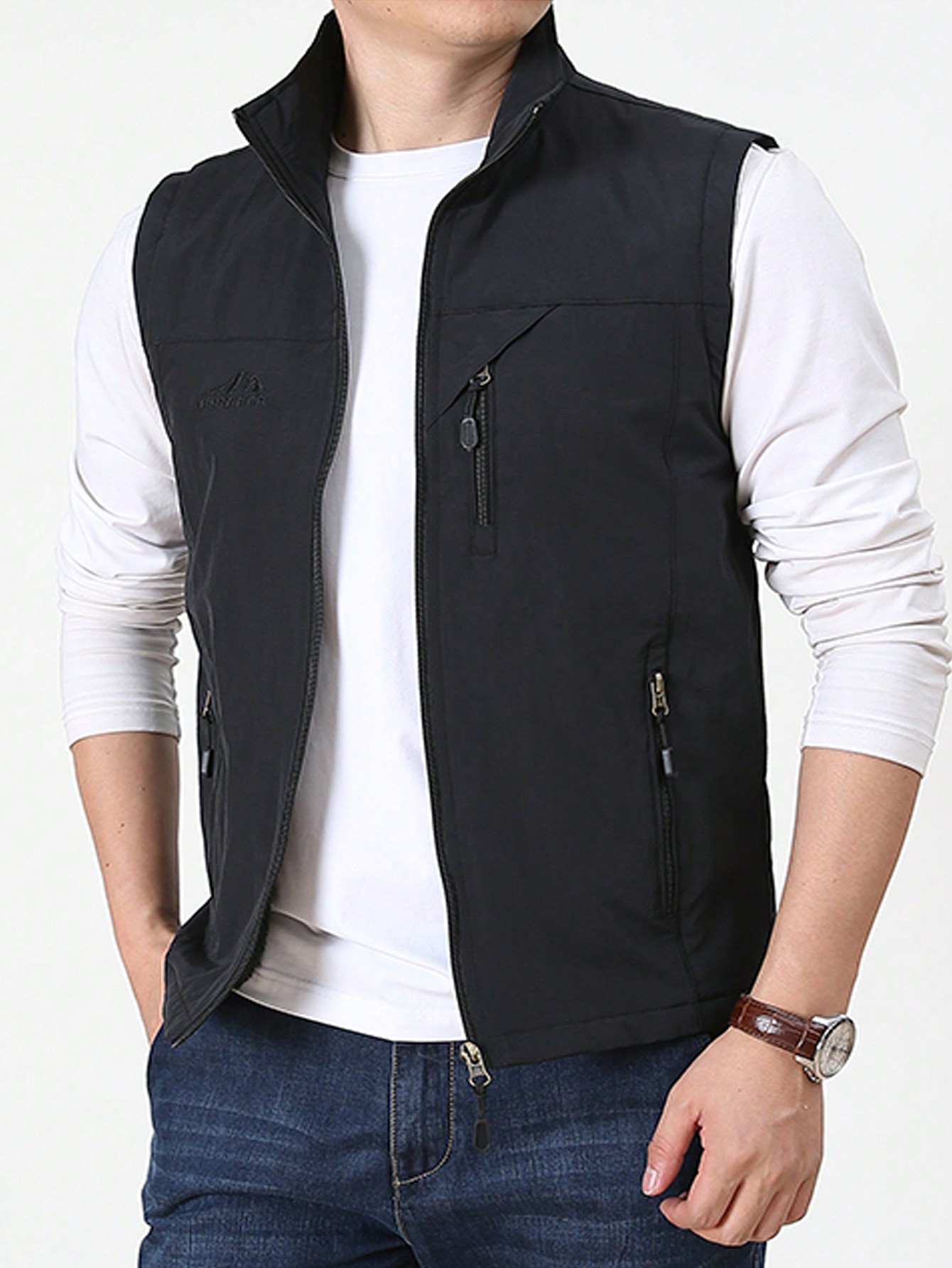 Men'S Patched Detailed Letter Embroidered Vest