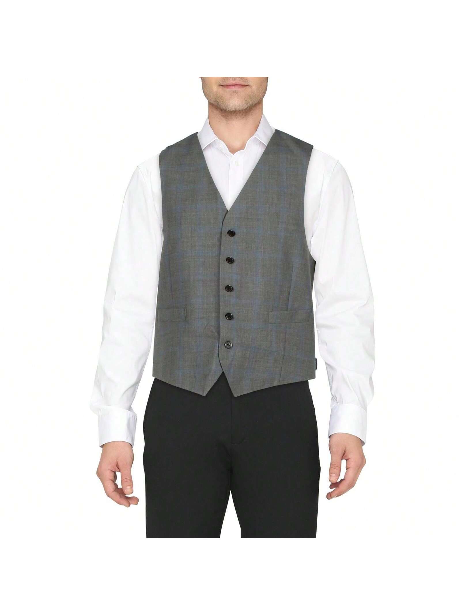 LAUREN RALPH LAUREN Hitchcock Mens Plaid Classic Fit Suit Vest