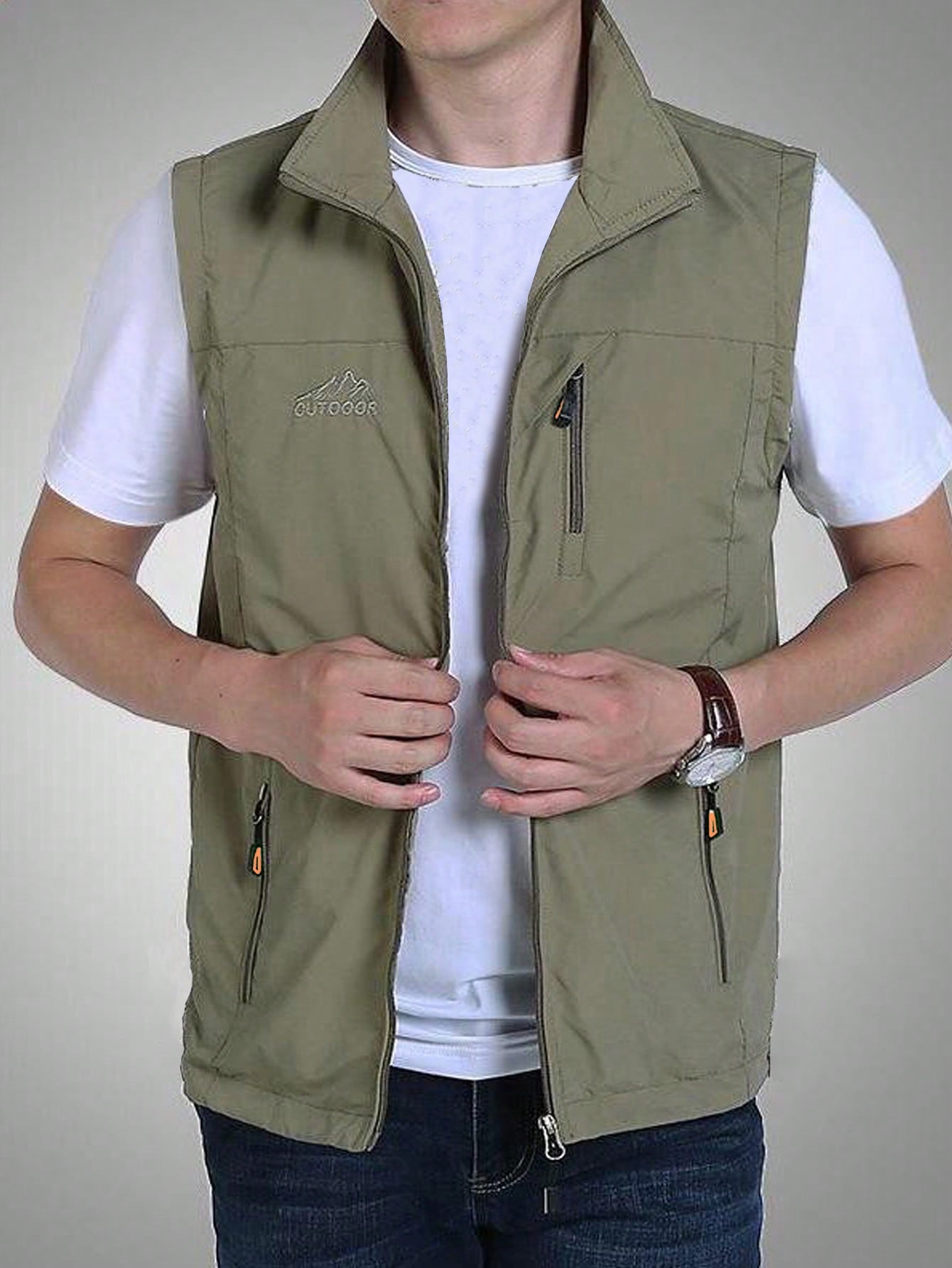 Men Letter Graphic Zipper Vest