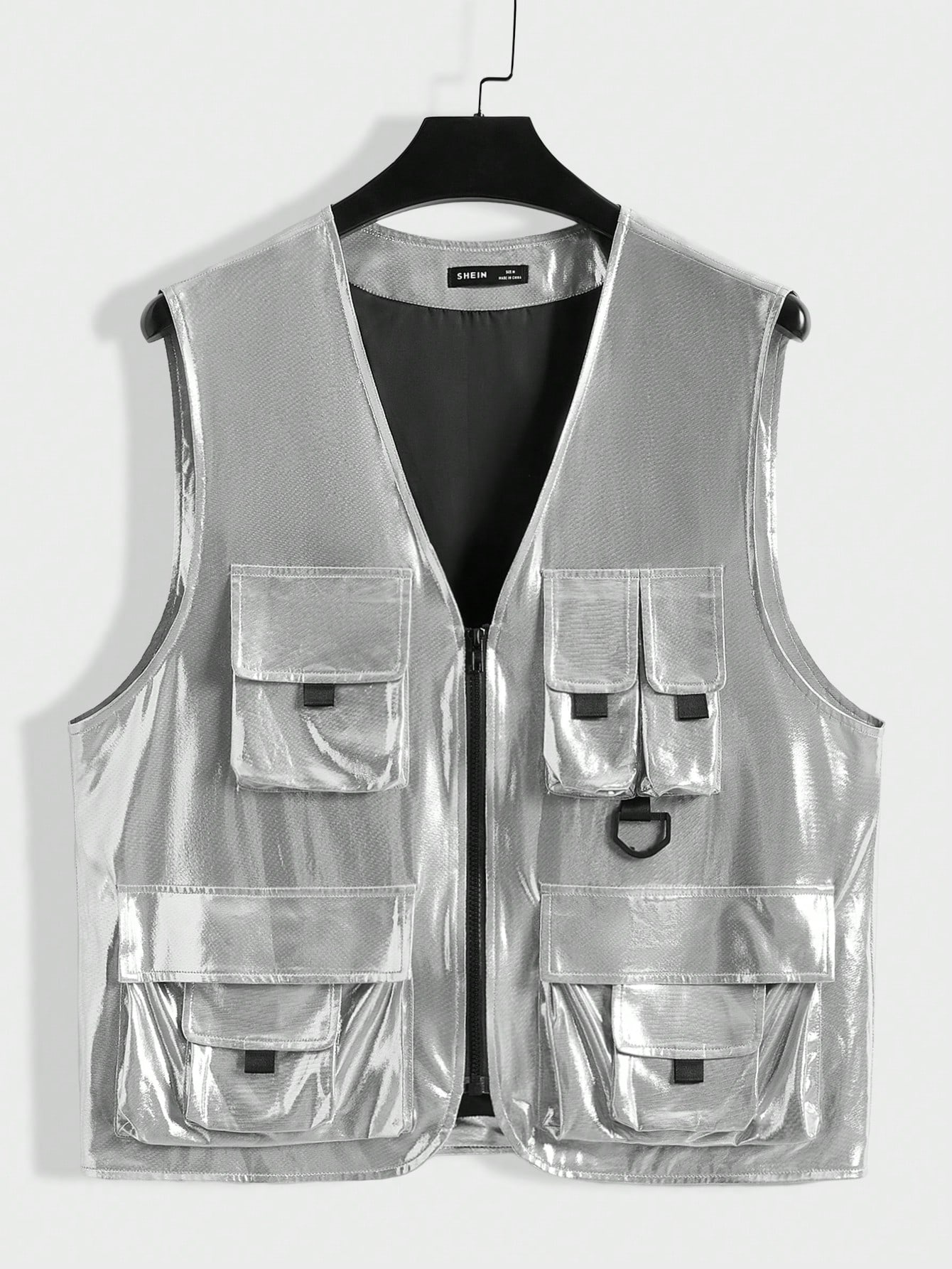 Manfinity EMRG Loose-Fit Men's Silver-Colored Vest With Large Pockets