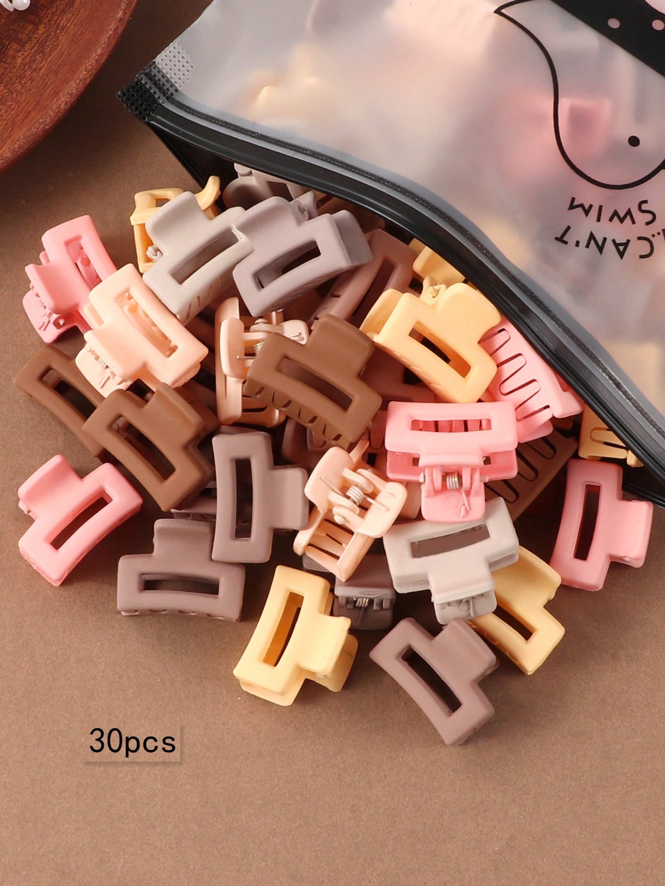 30pcs Medium Size Mixed Color Square Hair Claw Clips