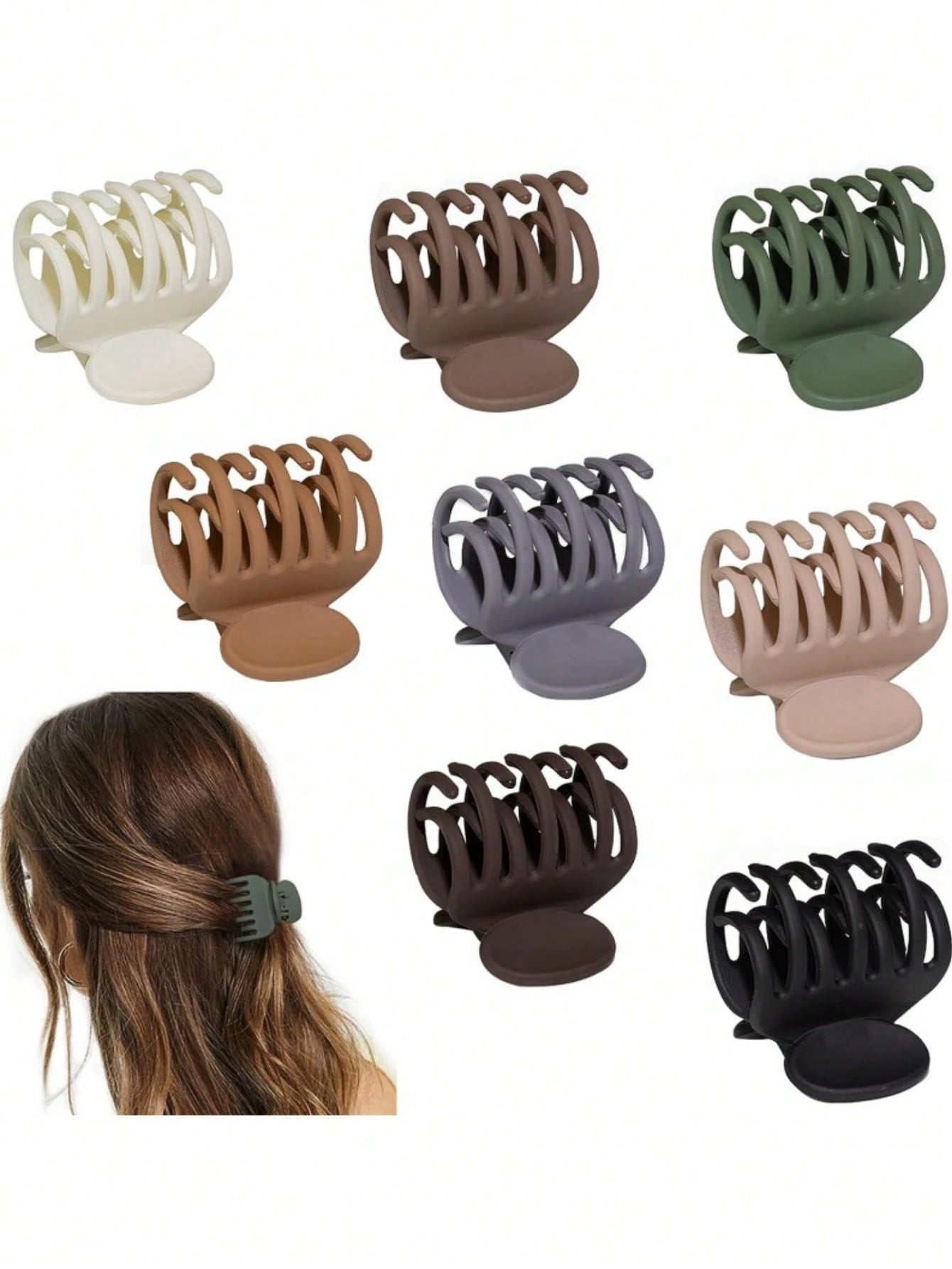 Women's Solid Color Simple Grab Clip, Small Matte Design, Hair Grab Back Of The Head Bun Hair Ponytail Clip Small Headwear