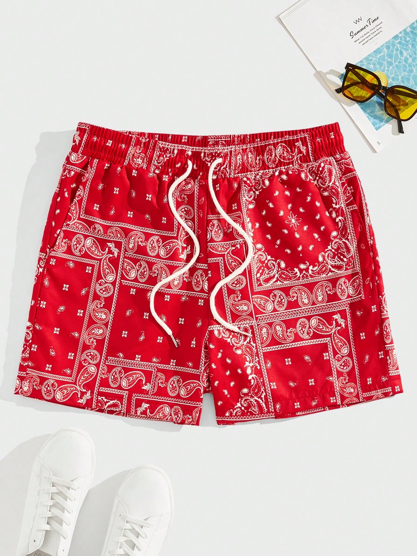 Manfinity RSRT Men Paisley Scarf Print Drawstring Waist Shorts