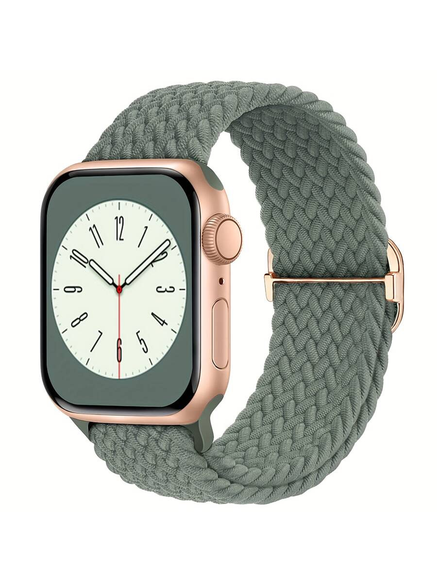 Braided Stretchy Solo Loop Compatible Compatible With Apple Watch Band 38mm 40mm 41mm 42mm 44mm 45mm 49mm For Women Men, Nylon E