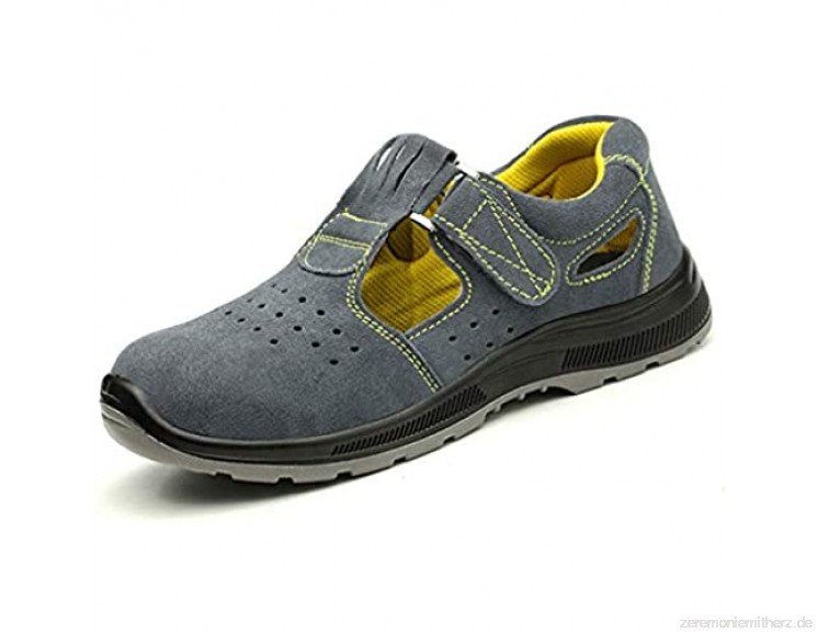 meng Sicherheitsschuhe Herren Damen Arbeitsschuhe mit Stahlkappe Sportlich Leicht Atmungsaktiv rutschfest Schuhe (Color : Gray  