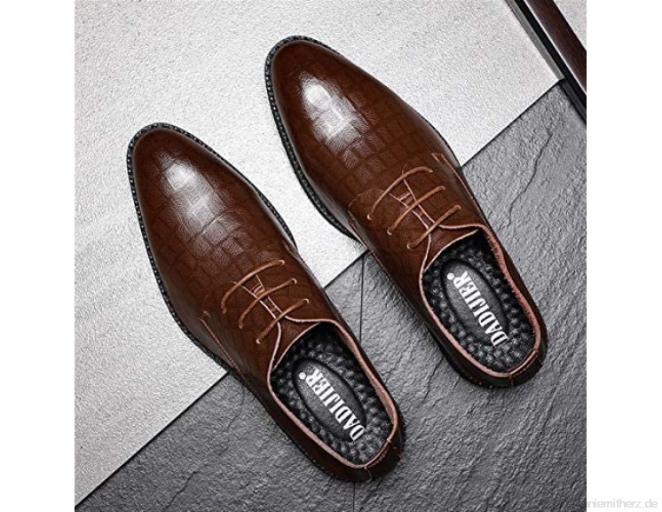 PANFU Oxfords für Männer Kleid Schuhe Formale Business Echtes Leder Plaid Geprägte Schnürung Burnierter Spitz Casual Block Heel 