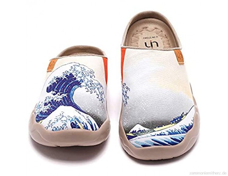 UIN Great Wave Off Kanagawa Slipper Damen Hausschuhe Lässige Wanderschuhe Leicht Loafer Schuhe Bemalter Reiseschuh Slip On Schuh