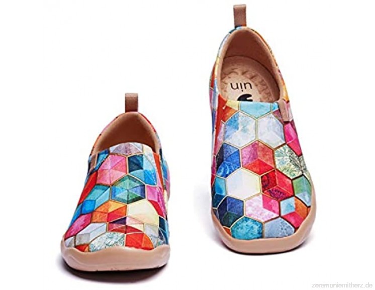 UIN Wonder Spain Damen Painted Slip On Schuhe Reiseschuhe Lässiger Fashional Sneaker Segelschuhe Canvas Mehrfarbig