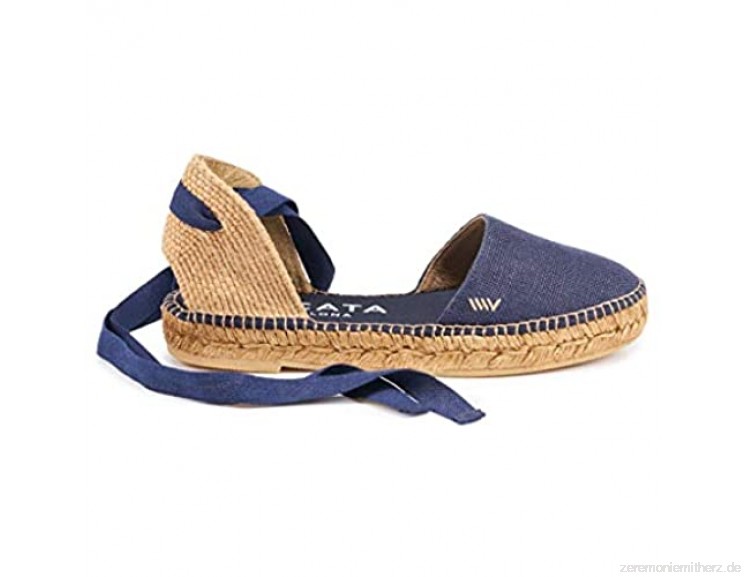 VISCATA Handmade in Spain Candell Linen Sandal  Soft Ankle Tie Closed Toe  Espadrilles Flats
