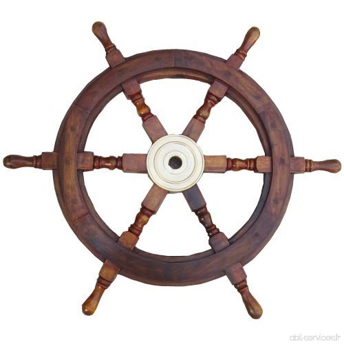 18 wooden ship-wheel - pirate boat nautical by medieval replicas - B00FB4Q82O