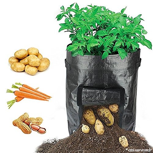 3pc10 Gallon de pommes de terre de croissance Sacs avec poignées/Harvest accès à rabat/trous de drainage  Fanceeast Jardin noir 