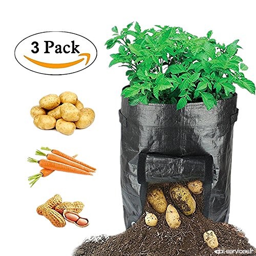 3pc10 Gallon de pommes de terre de croissance Sacs avec poignées/Harvest accès à rabat/trous de drainage  Fanceeast Jardin noir 