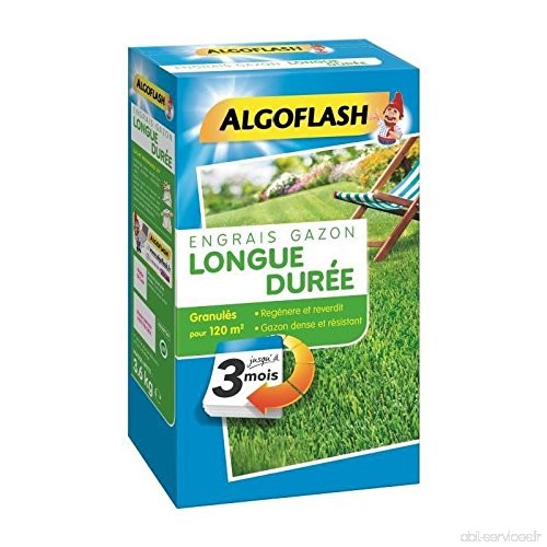 ALGOFLASH Engrais Gazon Longue Durée 3 Mois 3 Kg Bleu 18.3 x 9.4 x 32 cm - B079JGHGDH