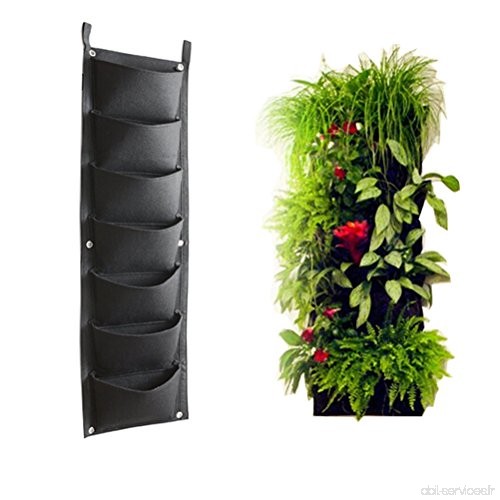 AmgateEu Jardinière pour Clôture de jardin 2 poches/Sac de plantation vertical mural Pour intérieur/extérieur Matériaux recyclés