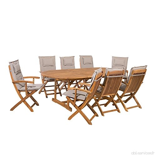 Beliani Ensemble de jardin de 8 chaises avec coussin gris-beige Maui - B07D9Y19FC