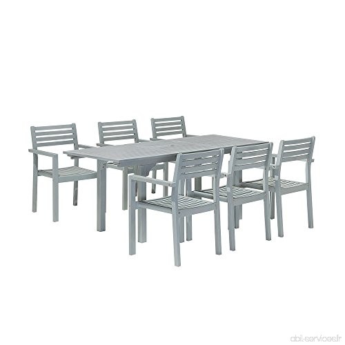 Beliani Ensemble table extensible et 6 chaises en bois acacia Matera - B07C3FTT