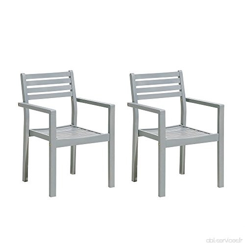 Beliani Lot de 2 chaises de jardin grises en bois acacia Matera - B07C3Q8H2P