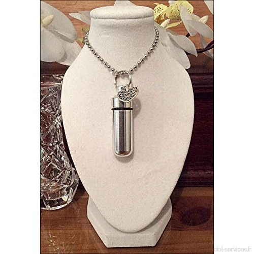 Crémation bijoux cendres commémorative urne collier avec charme coeur filigrane. Pochette à bijoux et kit de remplissage gratuit