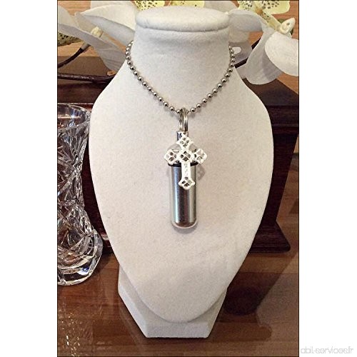 Crémation bijoux cendres commémorative urne collier avec charme en filigrane croix. Pochette à bijoux et kit de remplissage grat