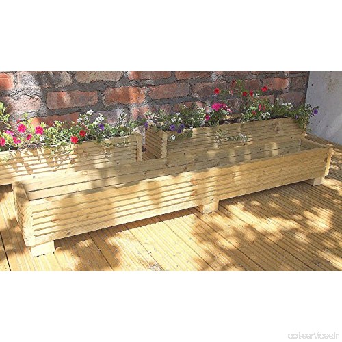 Deck Jardinière 120 cm fait à la main en bois Boîtes Fleurs Fleurs en bois traité sous pression un jardin Pots de fleurs en bois
