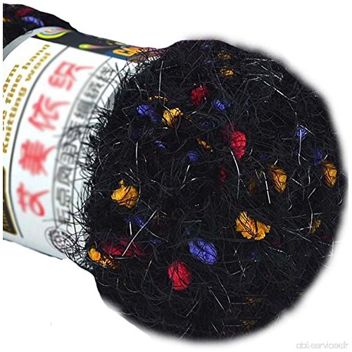 Ensemble de 3 boutons de poils en couleur tricotés Écharpe tissée à la main Fils velours doux  noirs - B075KQMP4F
