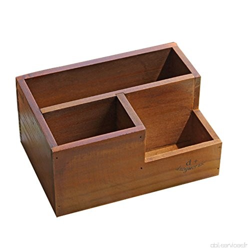 fablcrew Boîte de stockage cosmétique en bois vintage Boîte de pots 19.5 * 13.8 * 9.5 cm 19.5*13.8*9.5 cm marron - B077N816S1