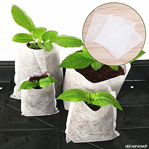Gemini_mall® 100 pcs biodégradables non-tissé pour plantes semis Sacs en tissu Croissance Sacs d'élevage 14 x 16cm blanc - B07CV