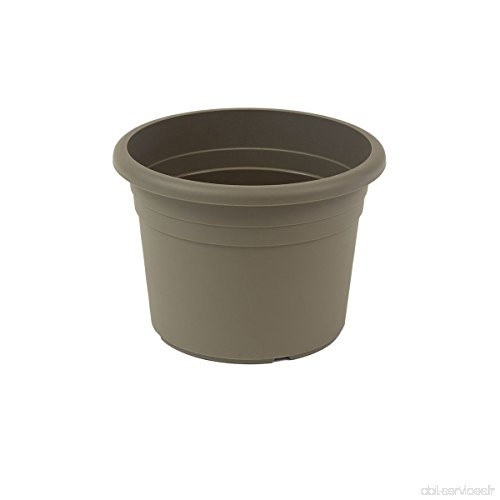 greemotion Pot de fleurs rond en plastique Ø 45cm 26L - Pot pour plantes extérieures et intérieures - Pot de jardin couleur taup