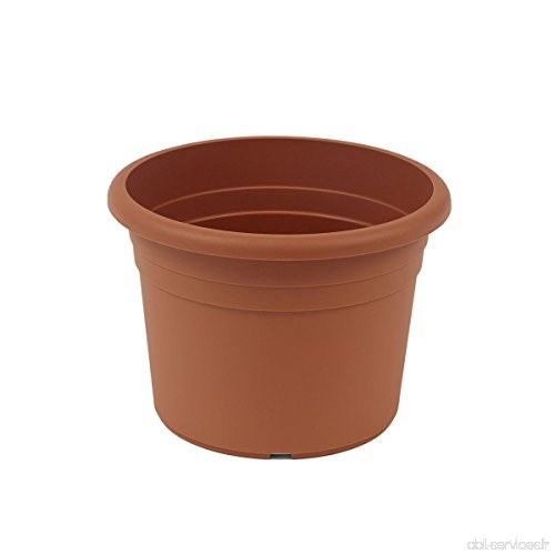 greemotion Pot de fleurs rond en plastique Ø 45cm 26L - Pot pour plantes extérieures et intérieures - Pot de jardin couleur terr