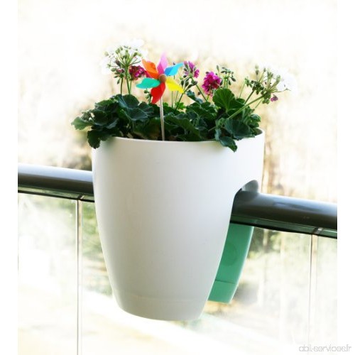 Greenbo planter Pot pour plantes pour rambarde jusqu'à 10 cm  29 x 30 cm 29x29x30 cm blanc - B009HSDQT8