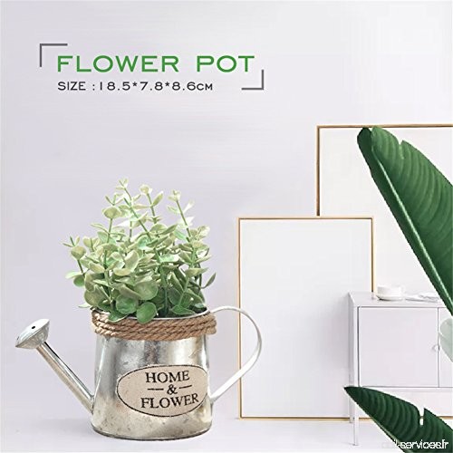 Hete-supply vintage Pot de fleurs  fait main en métal Arrosoir  Pot de fleurs artificielles Plante en métal Seau bonsaï Pot de f