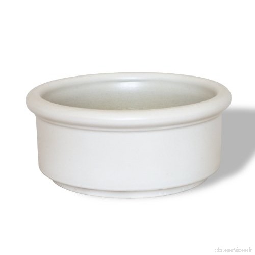 K & K Bonsai Pot rond  25 x 25 x 11 cm en céramique  résiste au gel en grès blanc - B00CD496OC