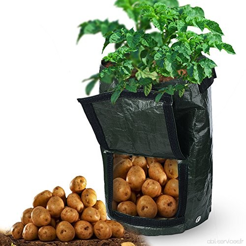 Lot de 2 7 Gallon Jardin de pomme de terre de croissance Sacs avec poignées à rabat et aération Tissu Pots Heavy Duty - B07B3T8X