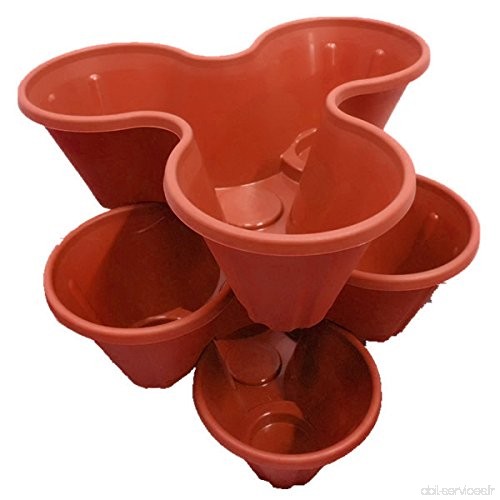 Lot de 3 pots empilables pour fraisiers Pot de jardin Terre cuite pour herbes aromatiques ou fleurs - B00MDWK8GY